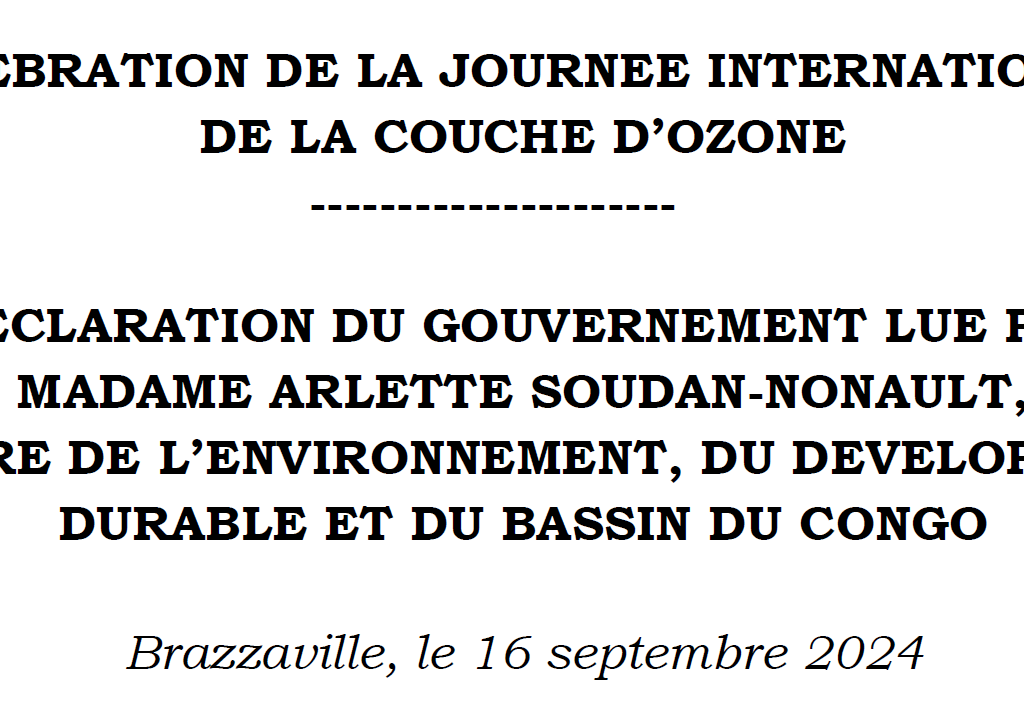 La Ministre Arlette SOUDAN-NONAULT invite les populations à multiplier des gestes responsables pour préserver la couche d'ozone