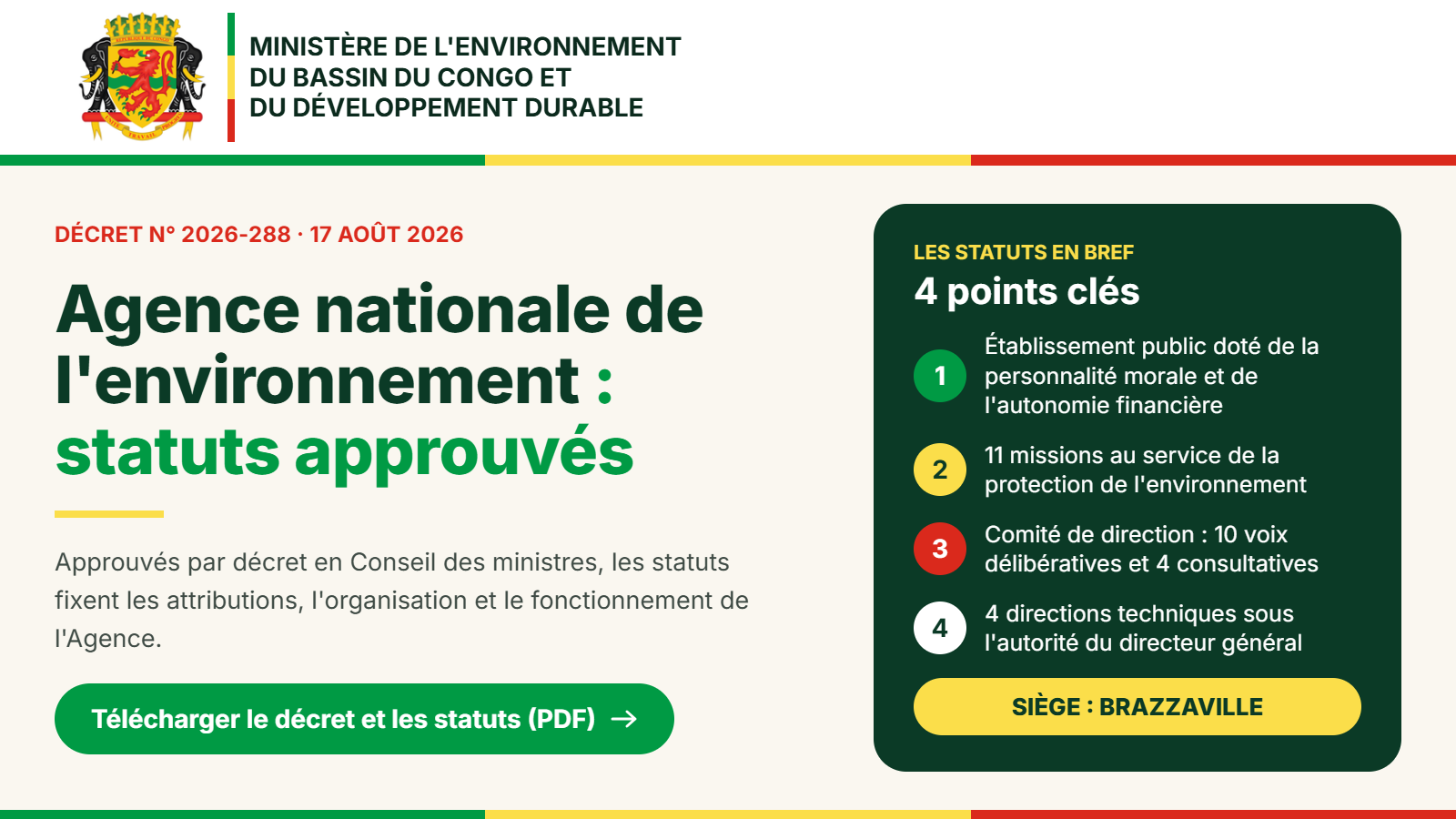 Le Gouvernement approuve les statuts de l’Agence nationale de l’environnement #ANE